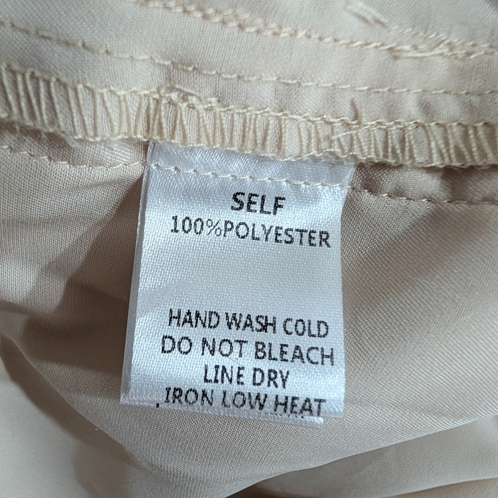 Promesa Champagne Satin Cargo Jumpsuit XL | Cowl Neck Elastic Waist Pockets - Picture 11 of 13
